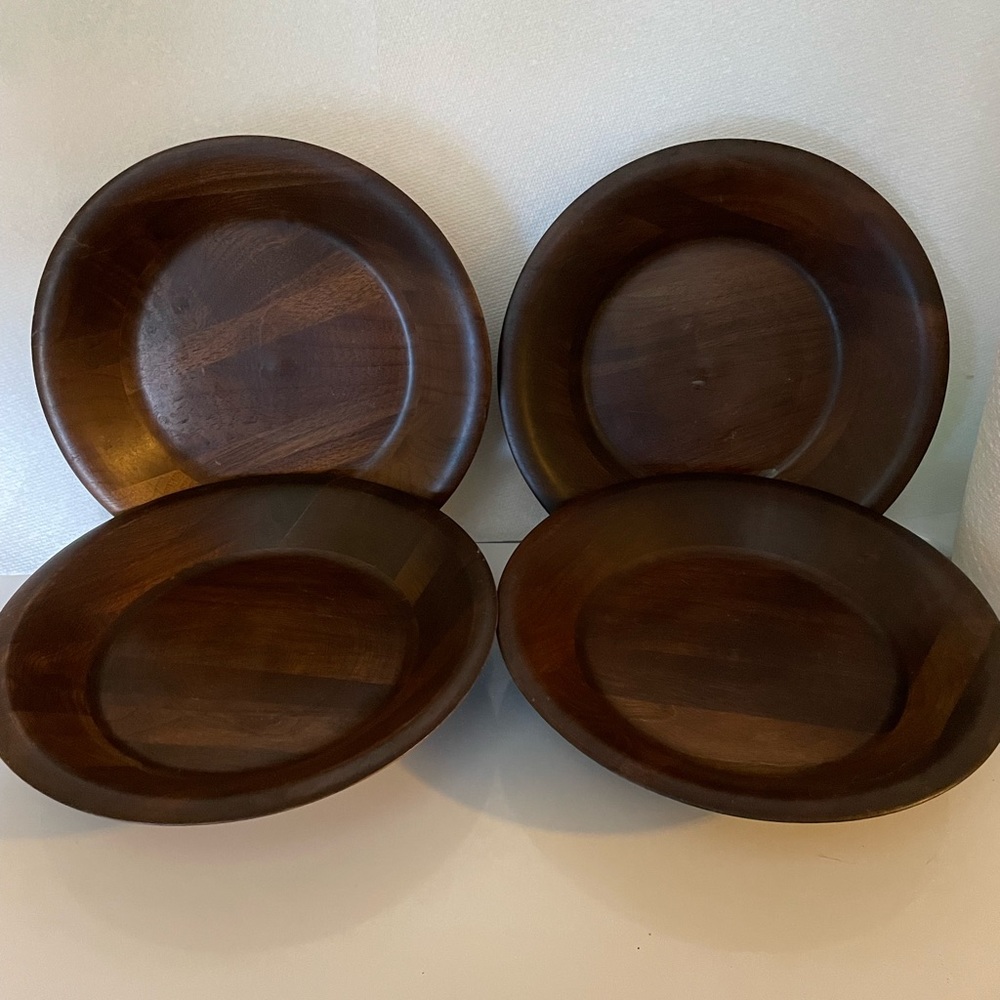 Mid Century Set of 4 Wood Salad Bowls